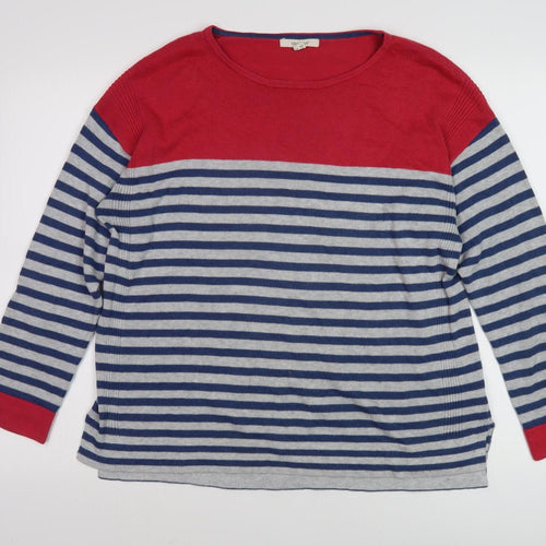 White Stuff Women's Red Stripe Pullover Jumper Size 14