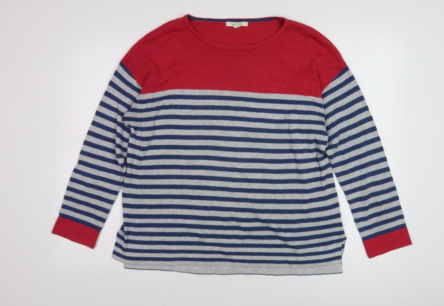 White Stuff Women's Red Stripe Pullover Jumper Size 14