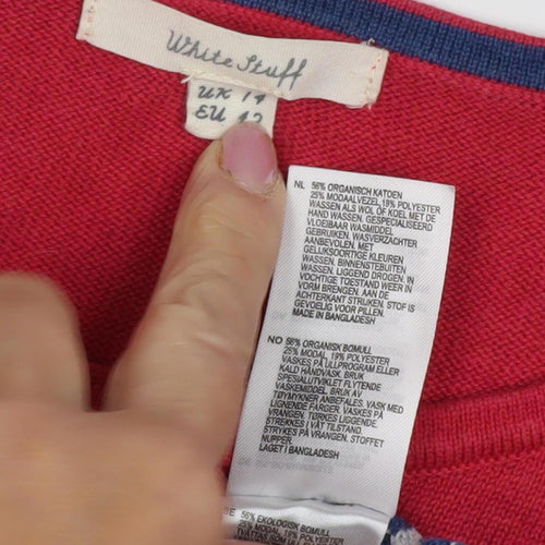 White Stuff Women's Red Stripe Pullover Jumper Size 14