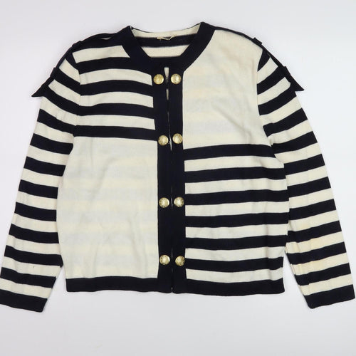 Ara Moden Women's Black Striped Cardigan Size 12