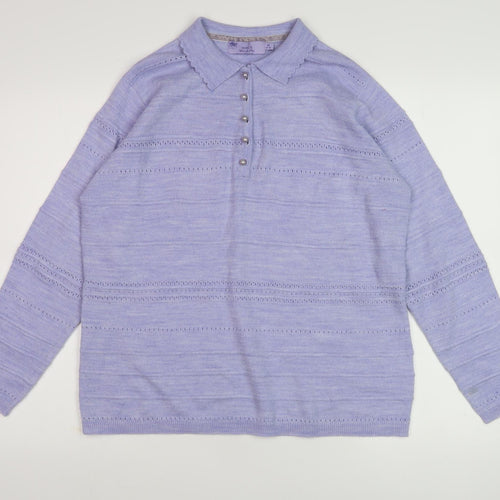 Honor Millburn Women's Purple Collared Pullover M