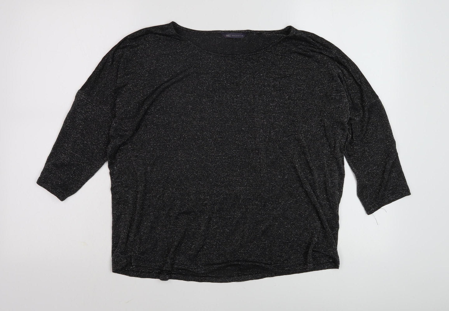 Marks and Spencer Women's Black 3/4 Sleeve Top Size 16