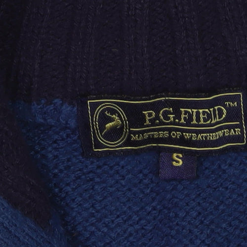 P.G. Field Men's Blue S Full Zip Wool Jumper