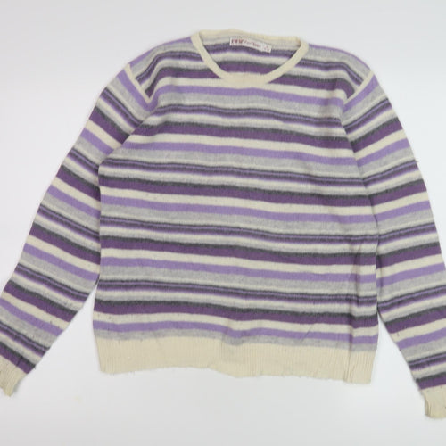 EWM Women's Purple Striped Pullover Jumper Size 14