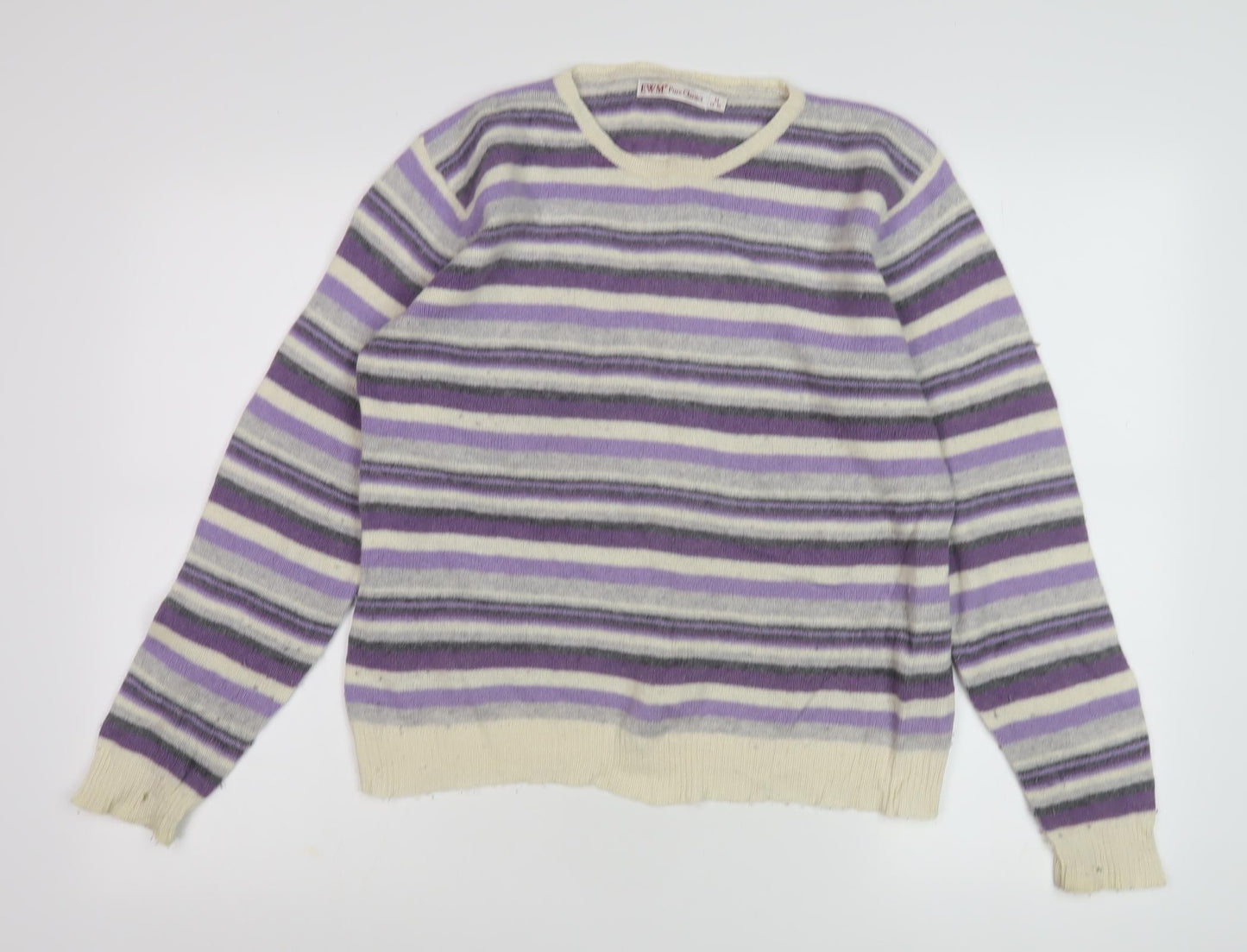 EWM Women's Purple Striped Pullover Jumper Size 14