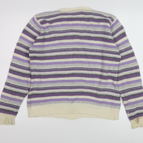 EWM Women's Purple Striped Pullover Jumper Size 14