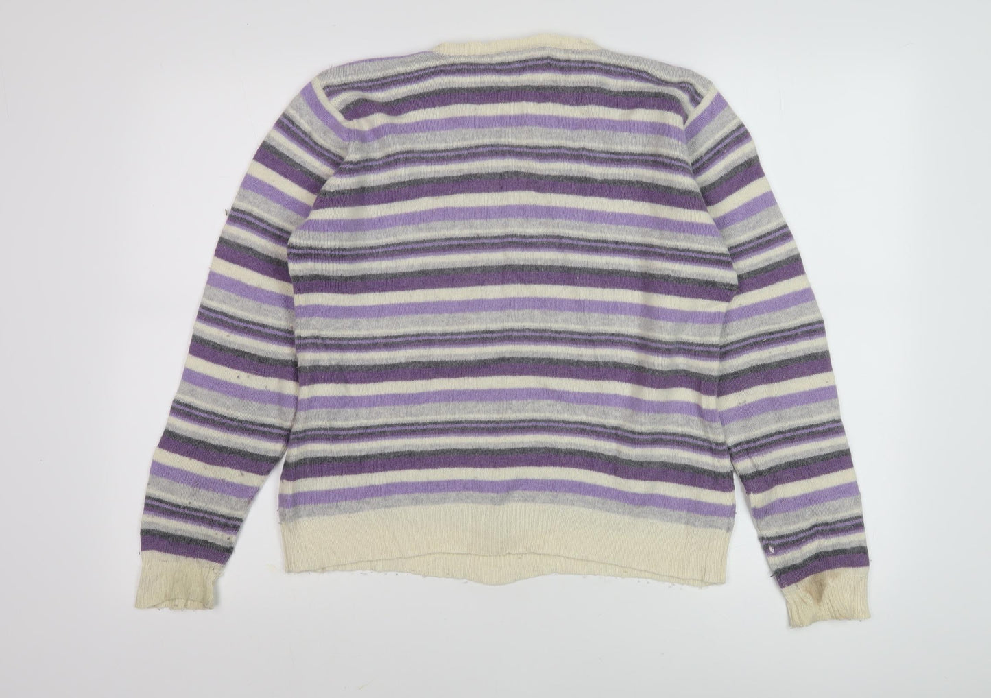 EWM Women's Purple Striped Pullover Jumper Size 14