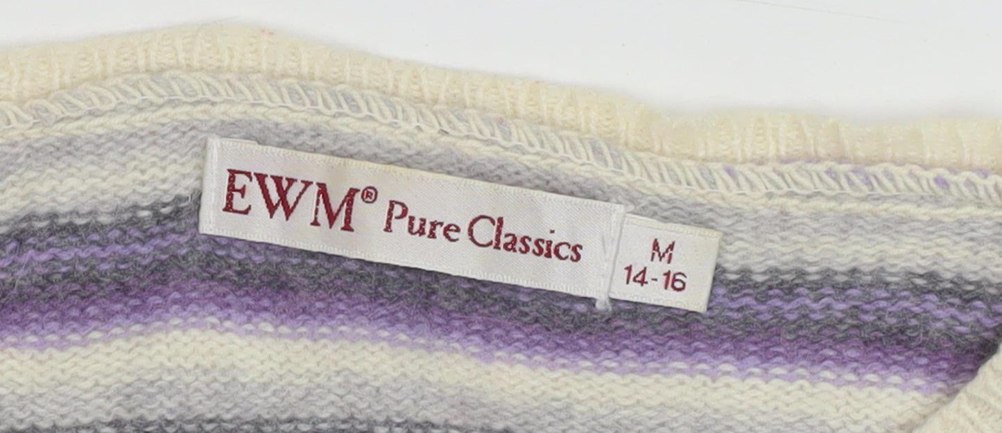 EWM Women's Purple Striped Pullover Jumper Size 14