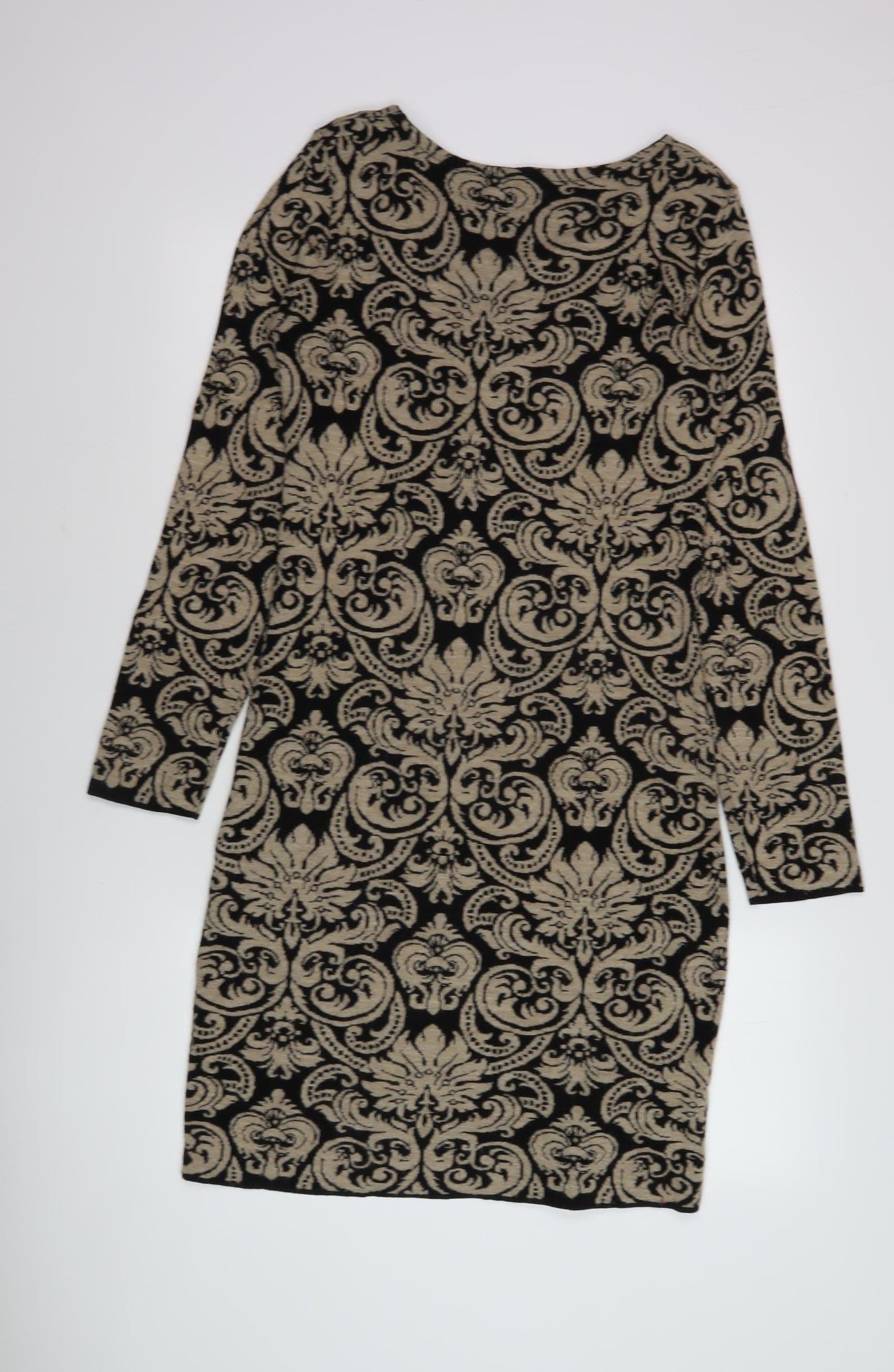 Crazy Wool Women's Black Beige Paisley Dress M