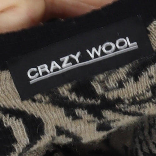 Crazy Wool Women's Black Beige Paisley Dress M