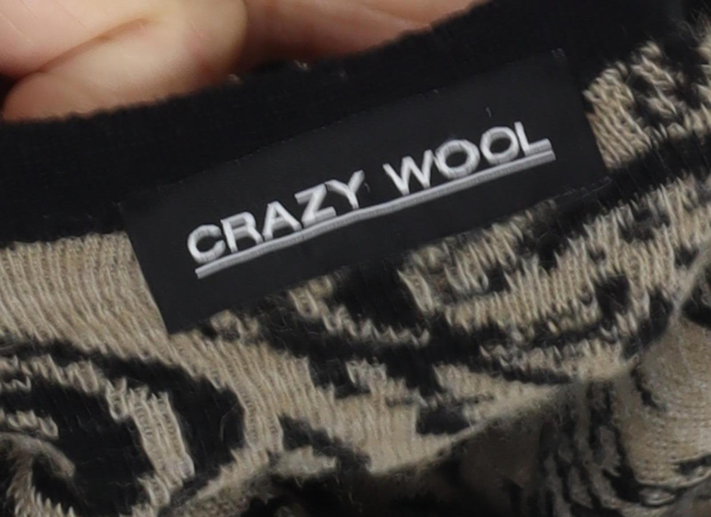 Crazy Wool Women's Black Beige Paisley Dress M