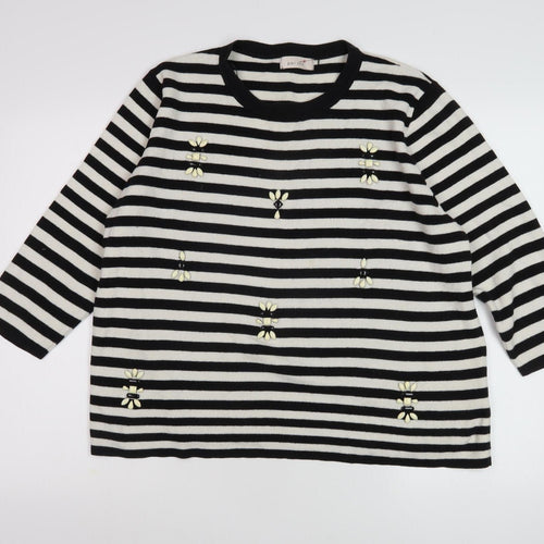Marks and Spencer Women's Black Stripe Pullover, Size 18