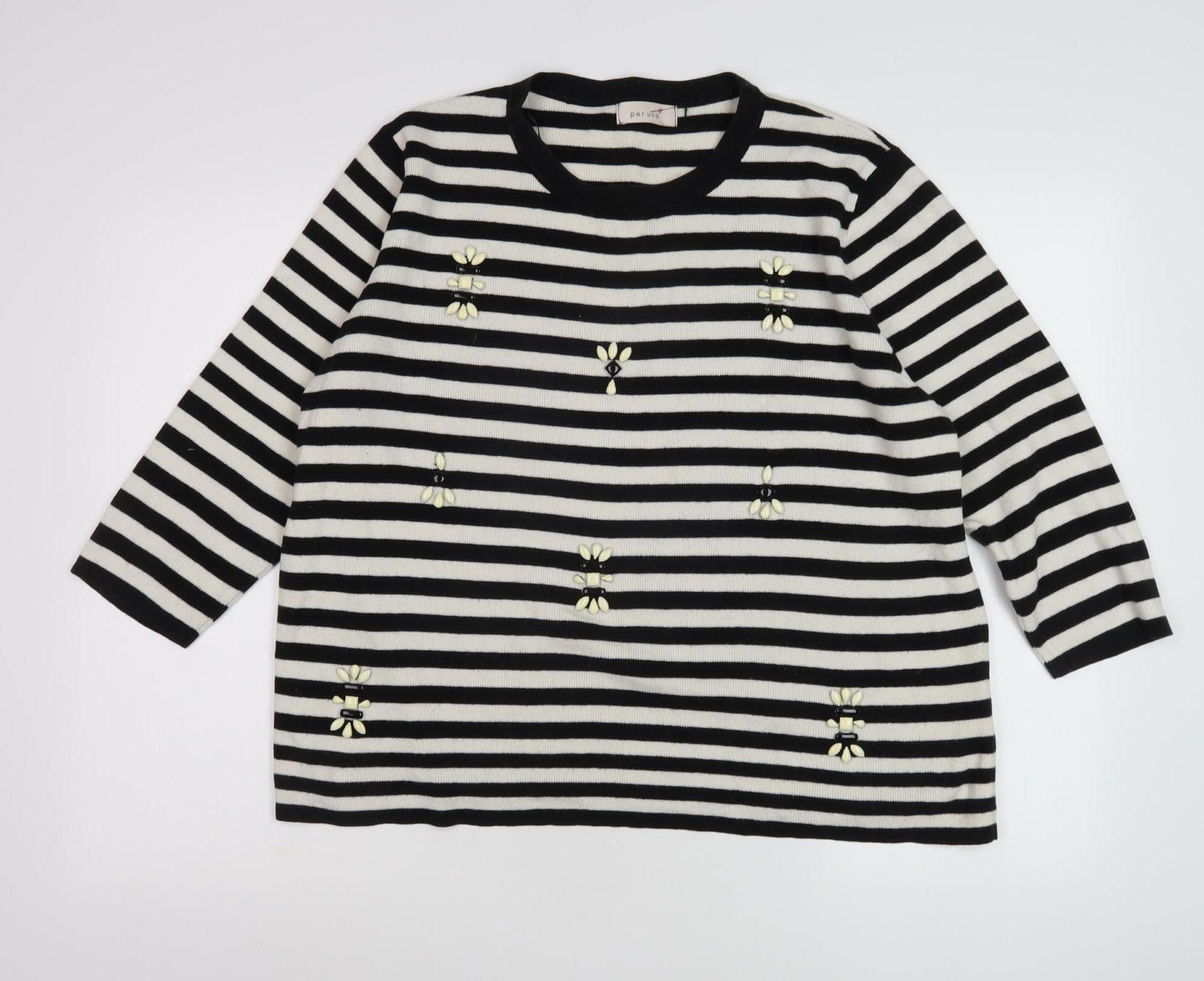 Marks and Spencer Women's Black Stripe Pullover, Size 18