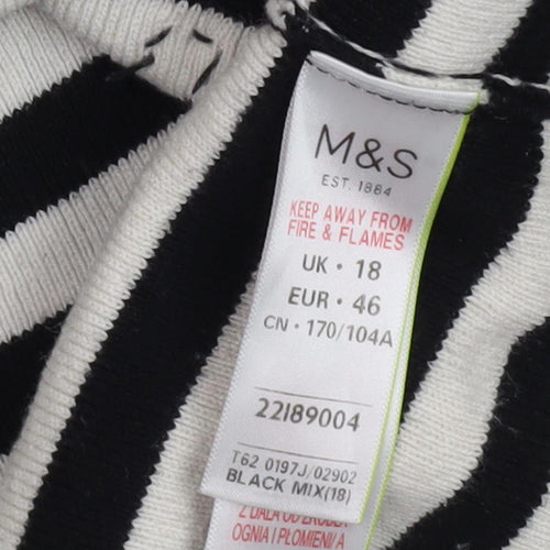 Marks and Spencer Women's Black Stripe Pullover, Size 18