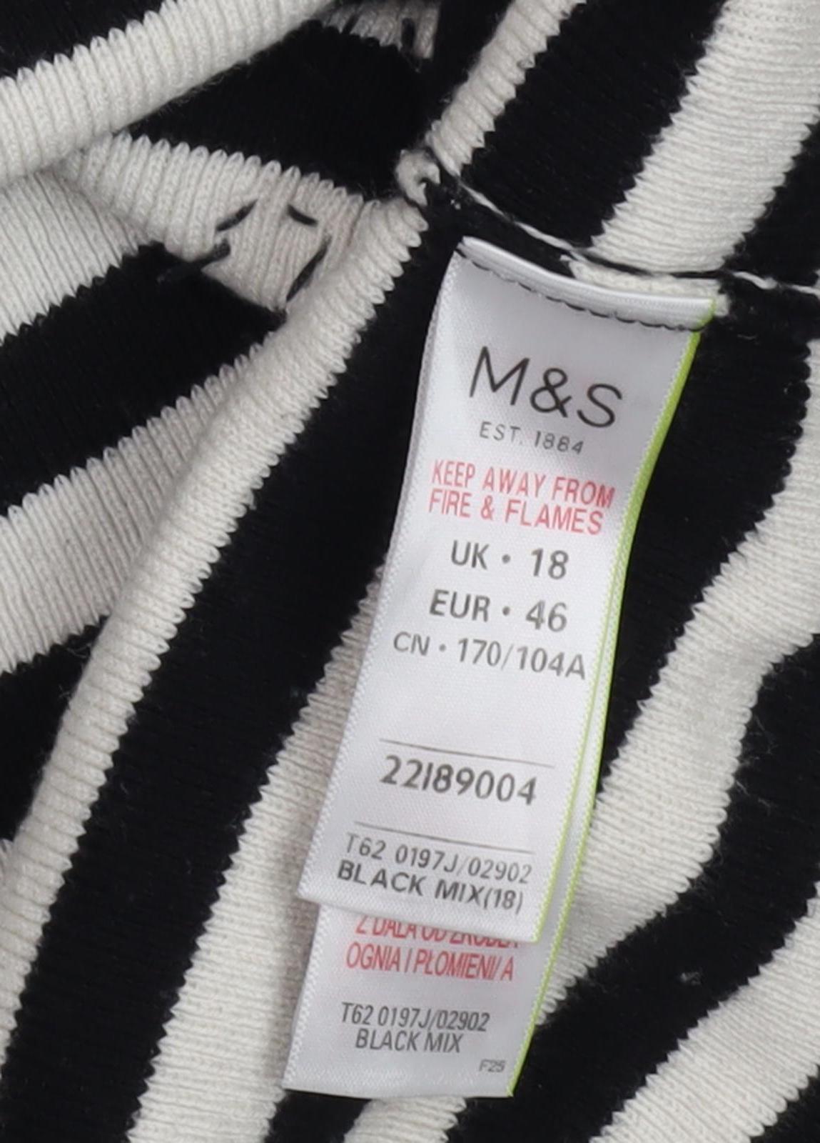 Marks and Spencer Women's Black Stripe Pullover, Size 18