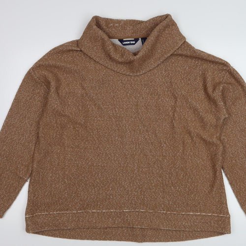 Lands' End Women's Brown Cowl Neck Pullover Jumper L