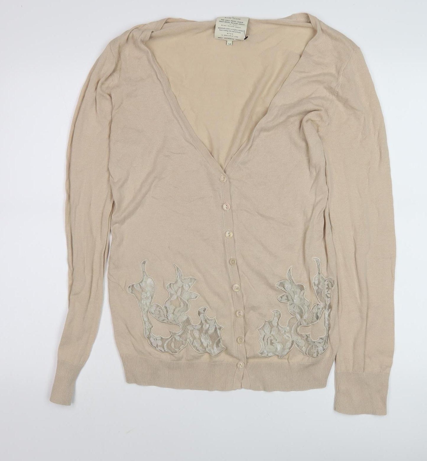 River Island Women's Beige Cardigan Size 14