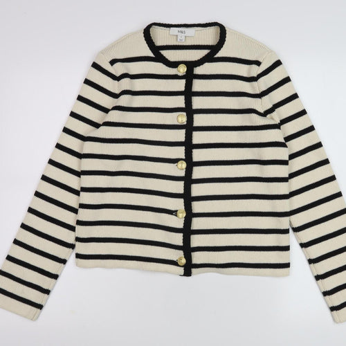 Marks and Spencer Women's Ivory Striped Cardigan M