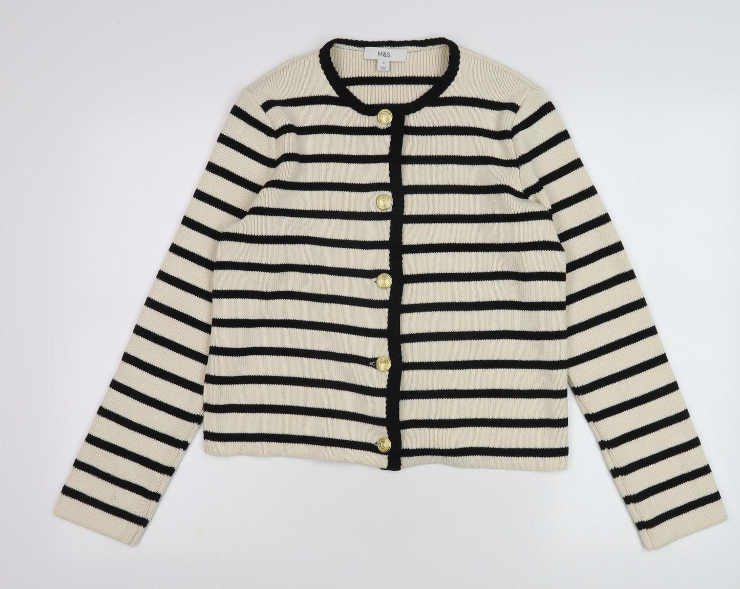 Marks and Spencer Women's Ivory Striped Cardigan M