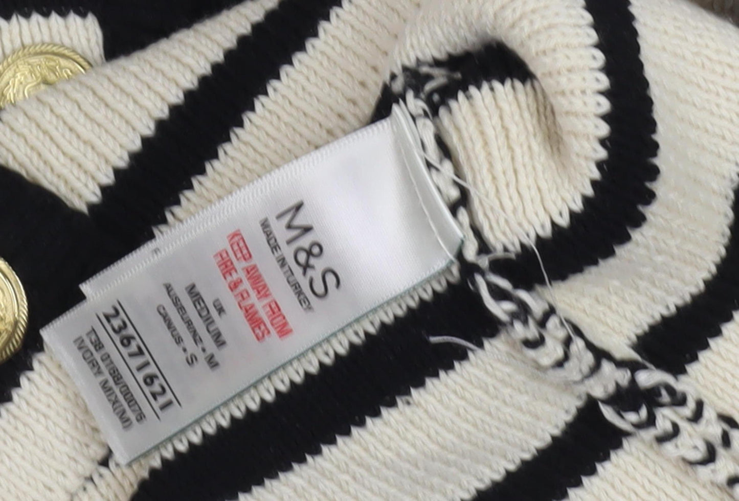 Marks and Spencer Women's Ivory Striped Cardigan M