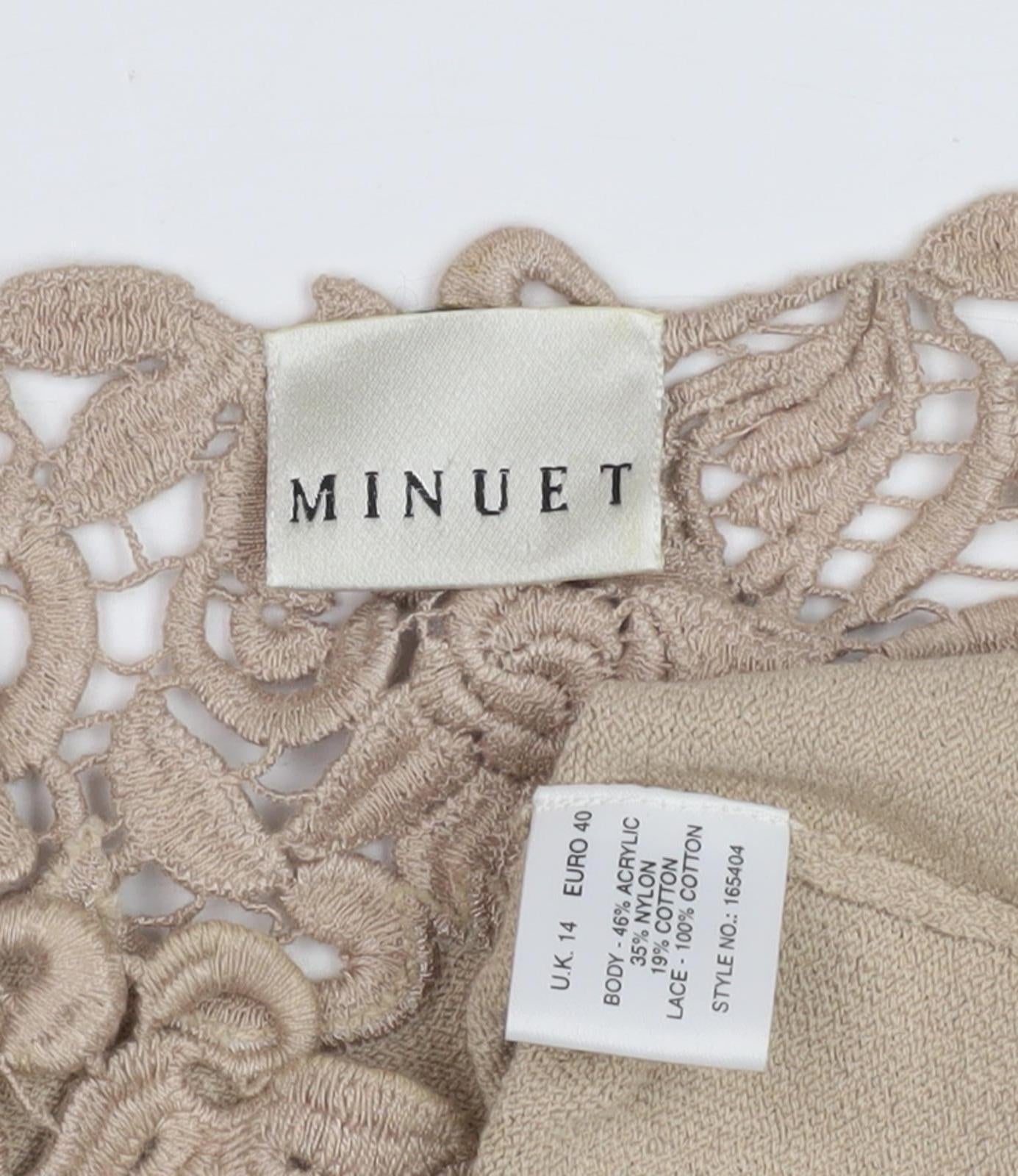 Minuet Beige Sleeveless Crochet Accent Blouse