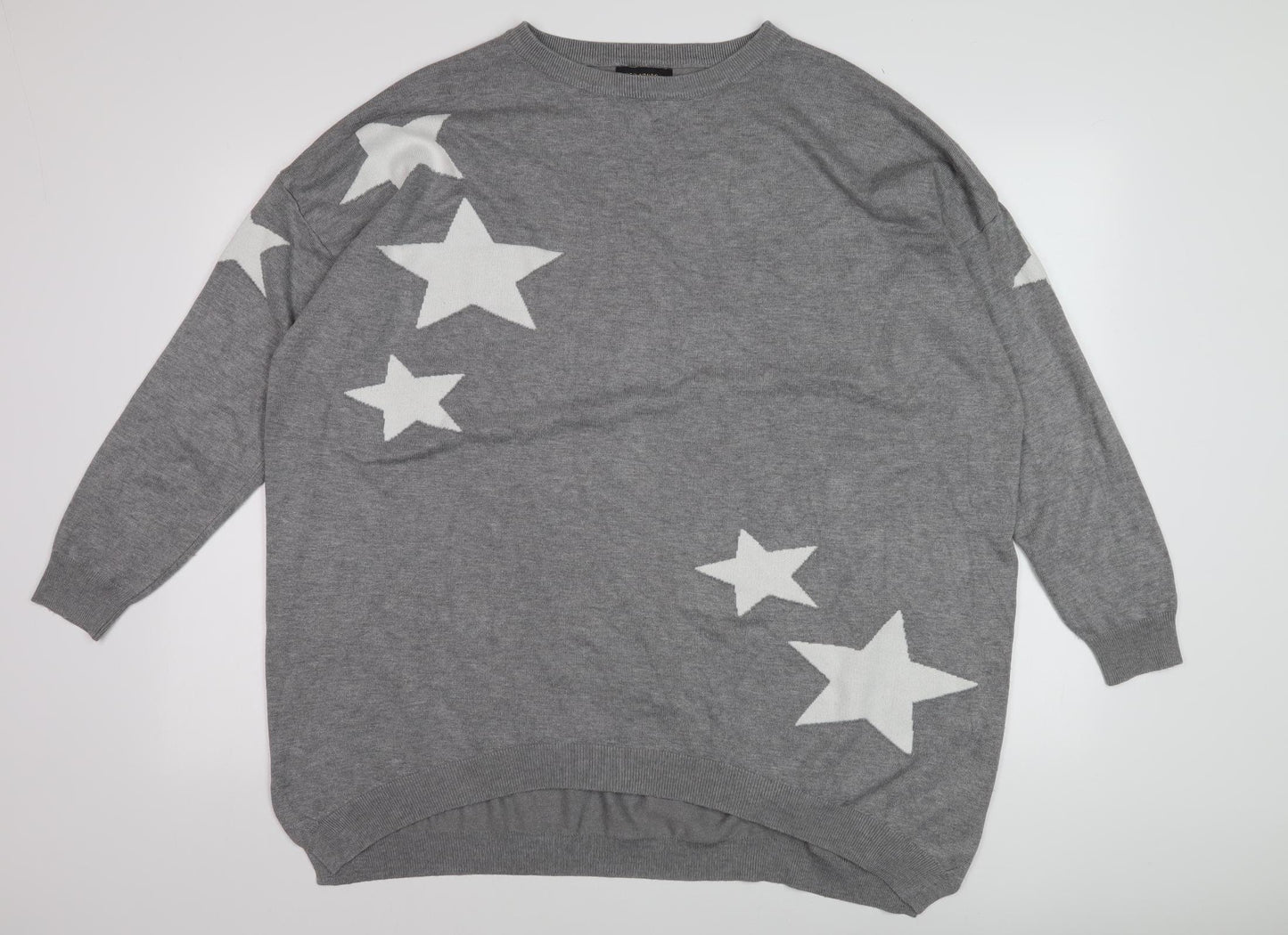 Zoe & Co Women's Grey Star Pattern Wool Pullover, M