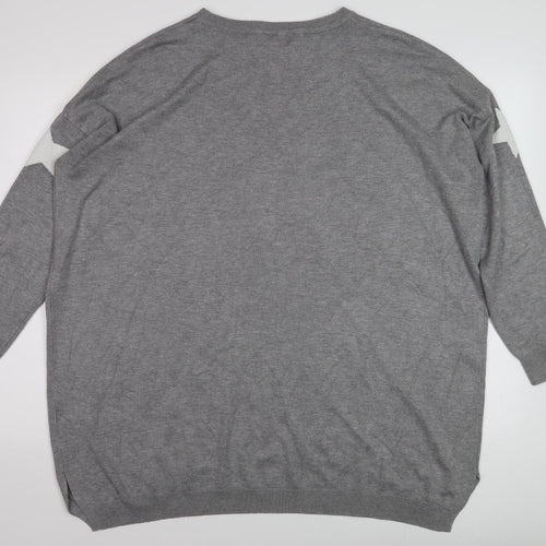 Zoe & Co Women's Grey Star Pattern Wool Pullover, M