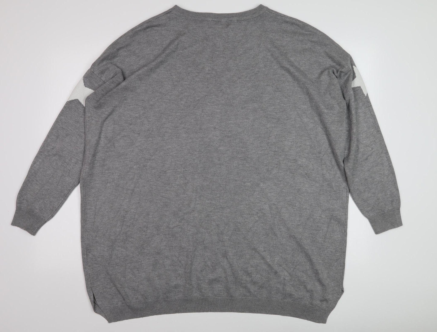 Zoe & Co Women's Grey Star Pattern Wool Pullover, M