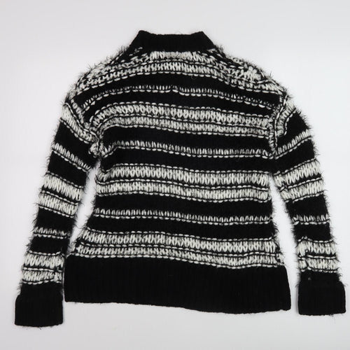 Topshop Women's Black Striped Pullover Jumper XS