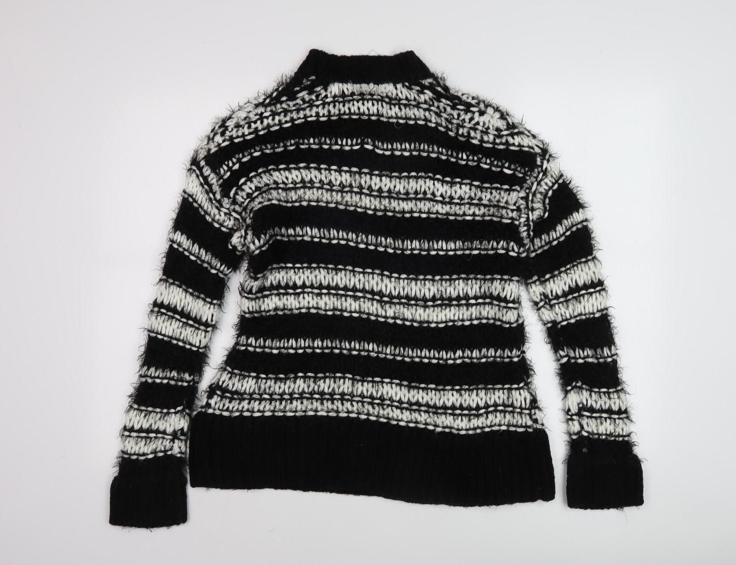 Topshop Women's Black Striped Pullover Jumper XS