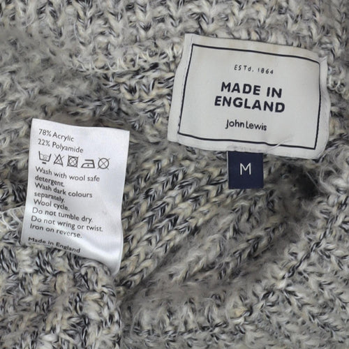 John Lewis Men's Grey Henley Knit Jumper, Size M