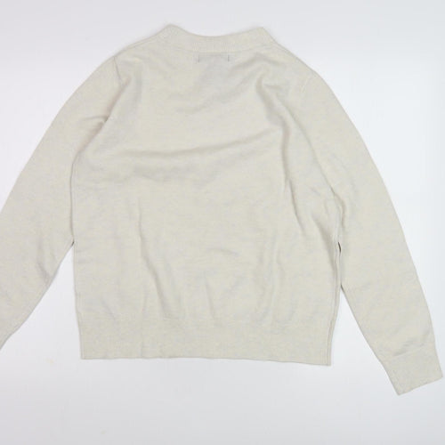 Marks and Spencer Women's Ivory Crew Neck Jumper - Size S