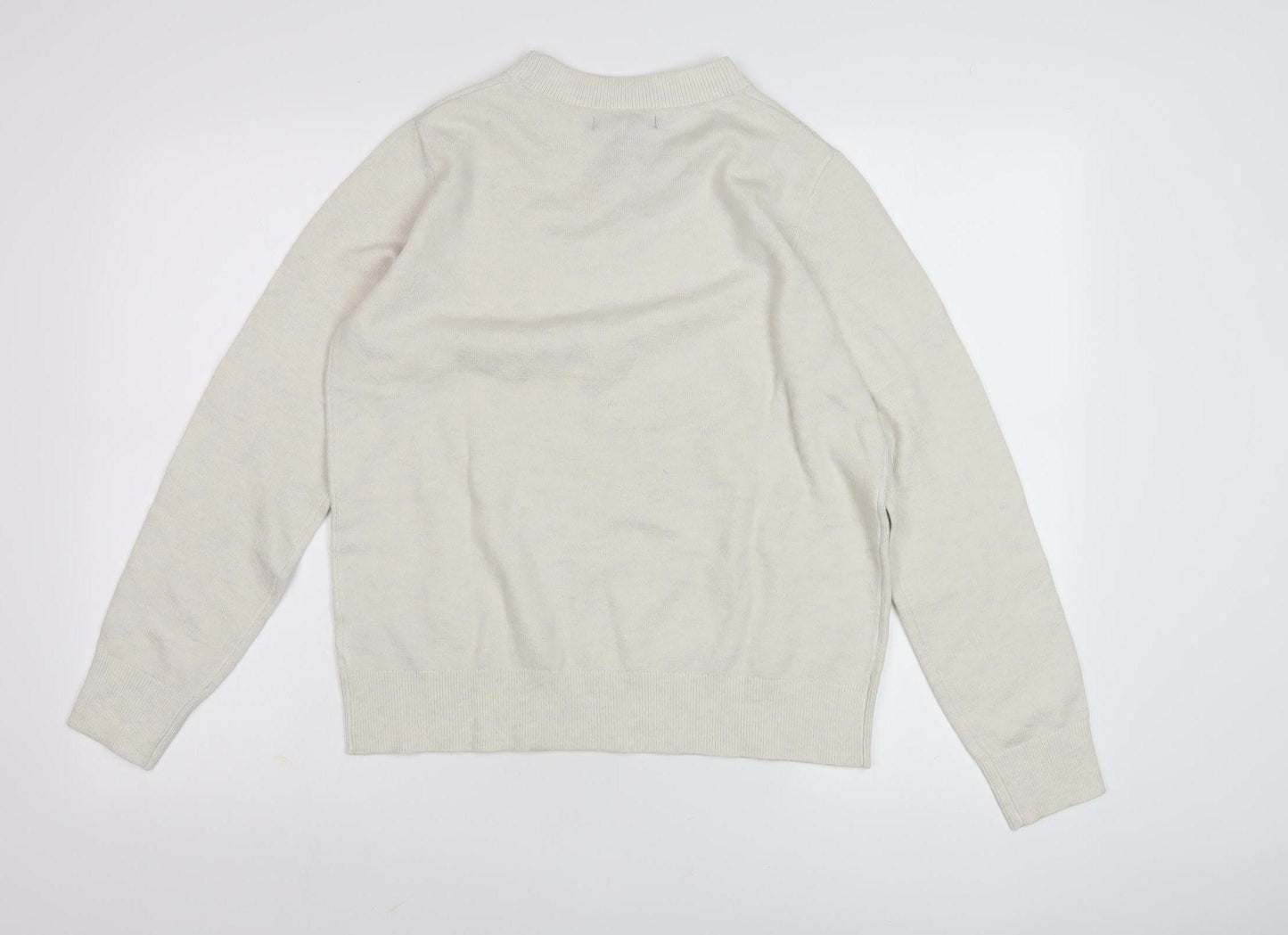 Marks and Spencer Women's Ivory Crew Neck Jumper - Size S