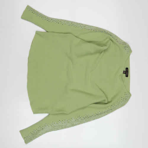 Geo London Women's Green S Poncho Beaded Sleeveless