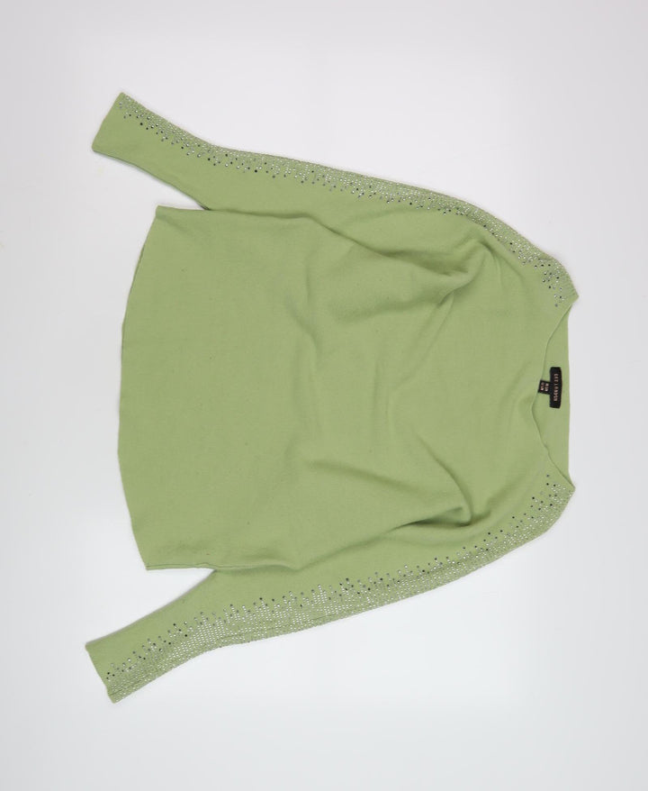Geo London Women's Green S Poncho Beaded Sleeveless