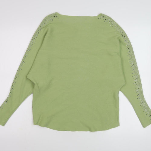 Geo London Women's Green S Poncho Beaded Sleeveless
