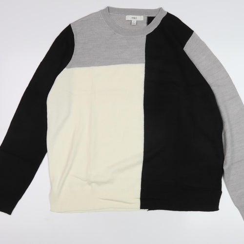 Marks and Spencer Women's Jumper, Black Grey Ivory, Size 14