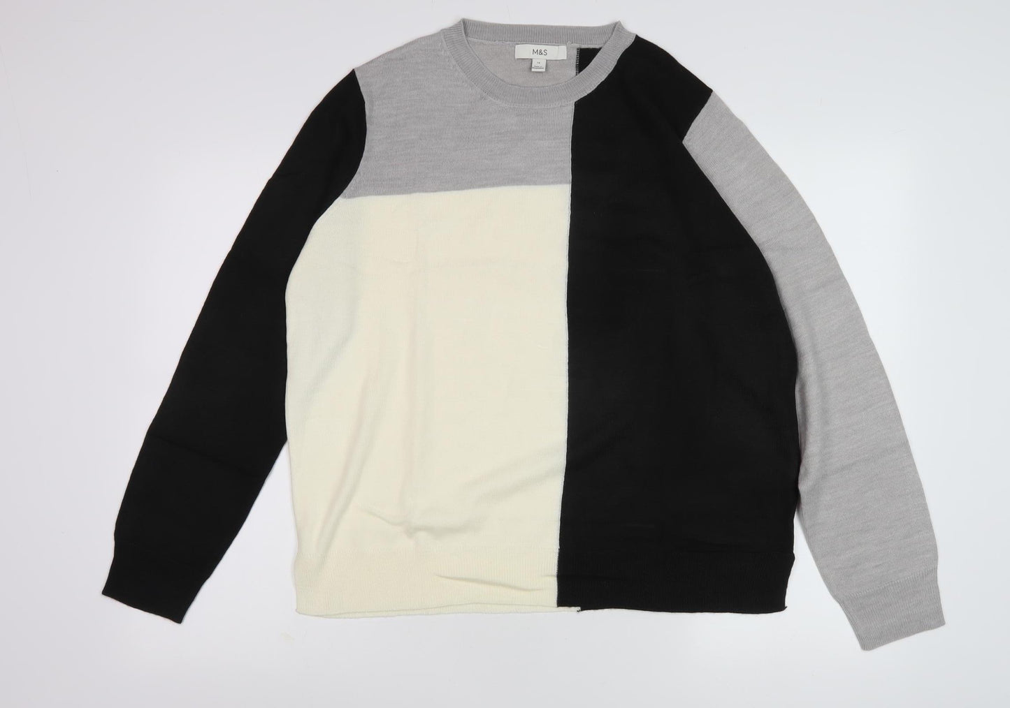Marks and Spencer Women's Jumper, Black Grey Ivory, Size 14