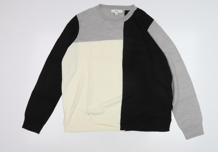 Marks and Spencer Women's Jumper, Black Grey Ivory, Size 14