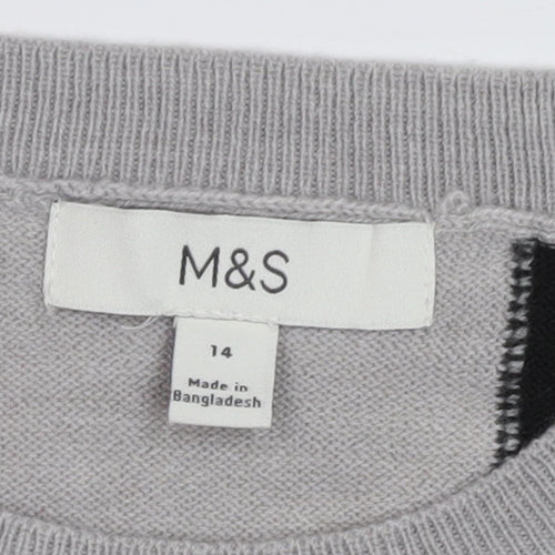 Marks and Spencer Women's Jumper, Black Grey Ivory, Size 14