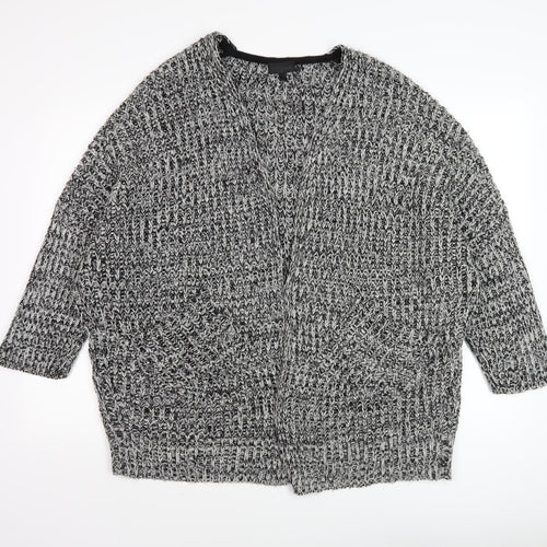 Topshop Women Black White Cardigan Size S Chunky Knit