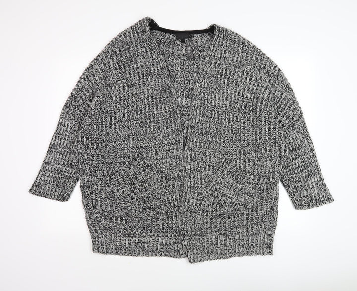 Topshop Women Black White Cardigan Size S Chunky Knit