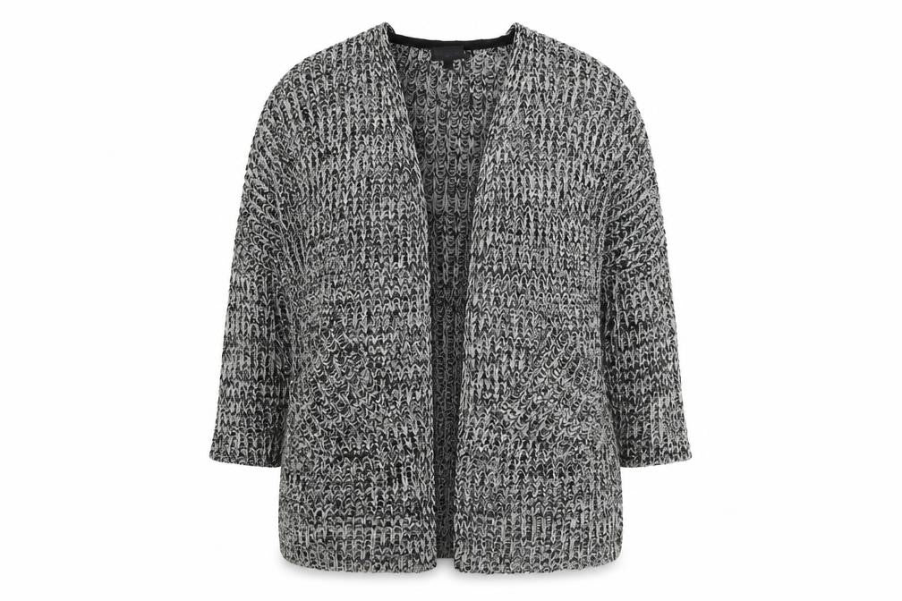Topshop Women Black White Cardigan Size S Chunky Knit