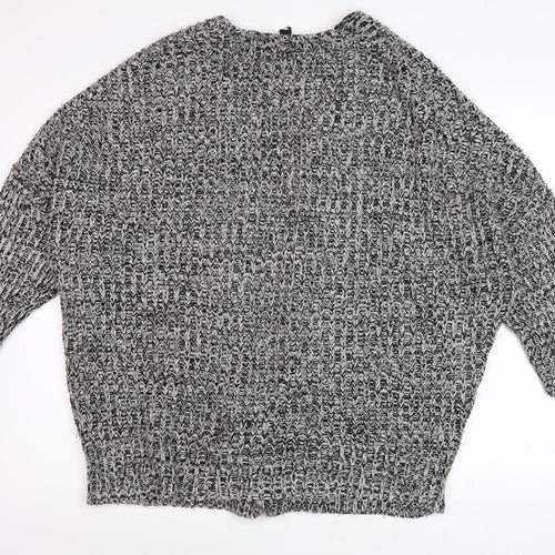 Topshop Women Black White Cardigan Size S Chunky Knit