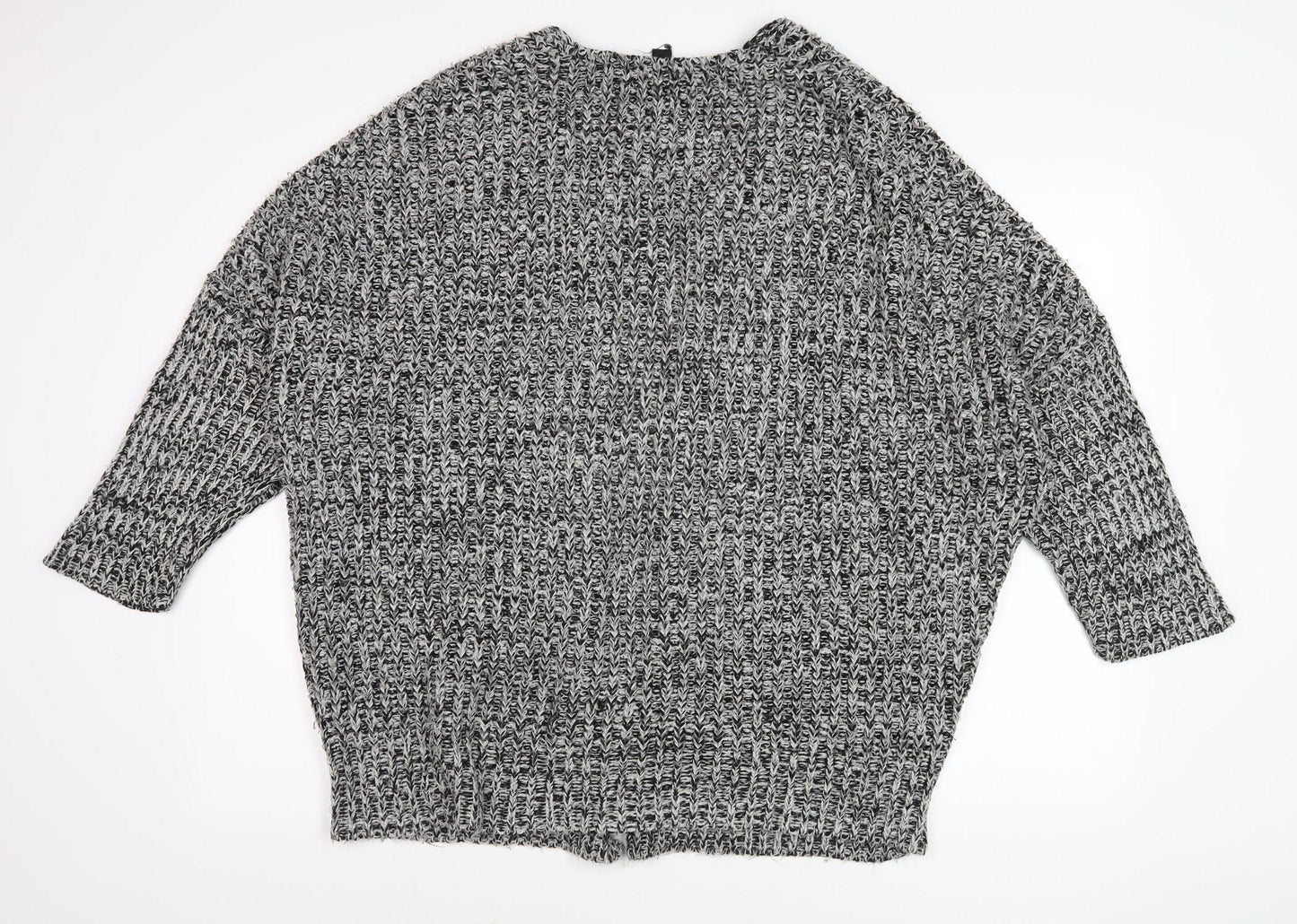 Topshop Women Black White Cardigan Size S Chunky Knit