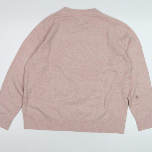 M&S Women's Pink Knit Crew Neck Jumper, Medium