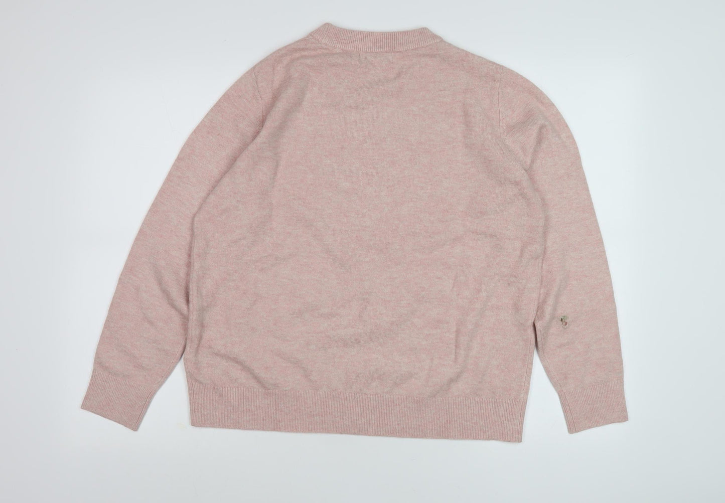 M&S Women's Pink Knit Crew Neck Jumper, Medium