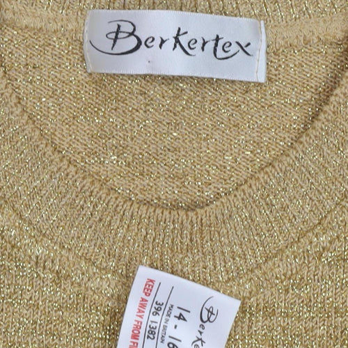 Berketex Women's Gold Pullover, Size 14-16, Vintage