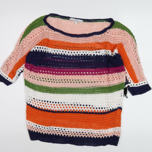Next Women's Multicoloured Striped Crochet Jumper, Size S