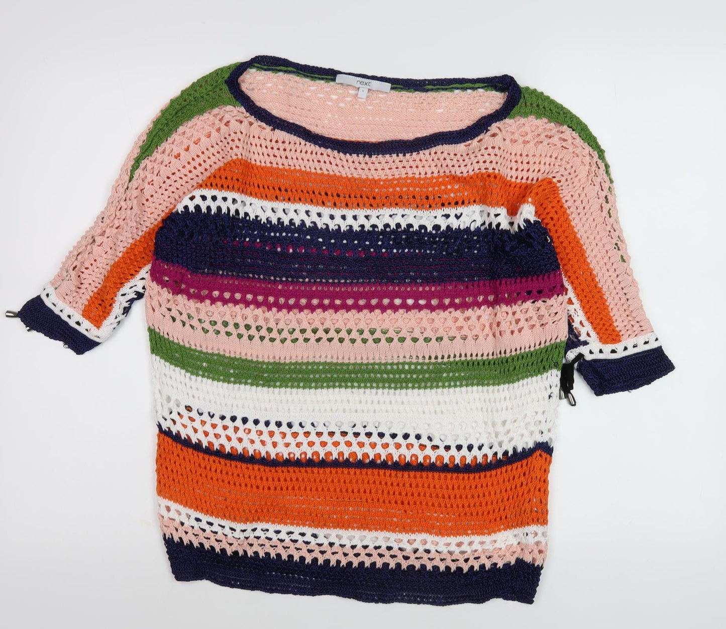 Next Women's Multicoloured Striped Crochet Jumper, Size S